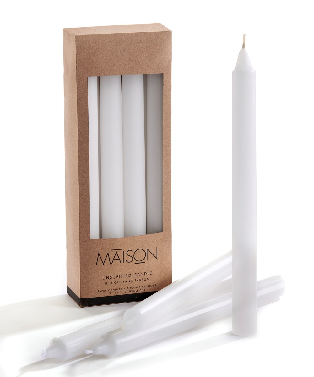 Boxed Taper Candles, Set of 8 – White – Lakeside Livin